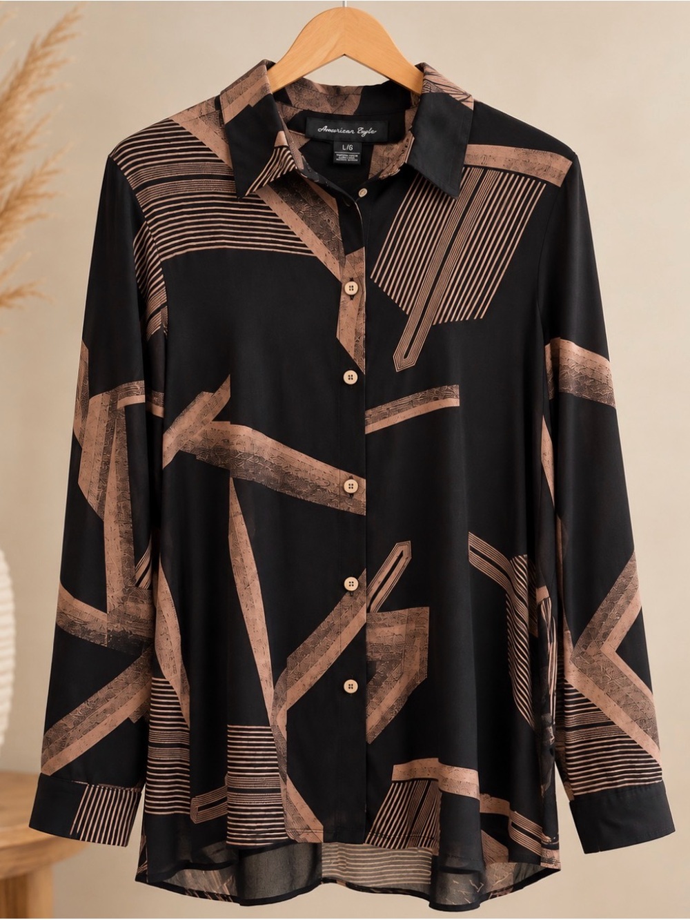 Michael Tyler Black & Brown Geometric Button-Down Shirt